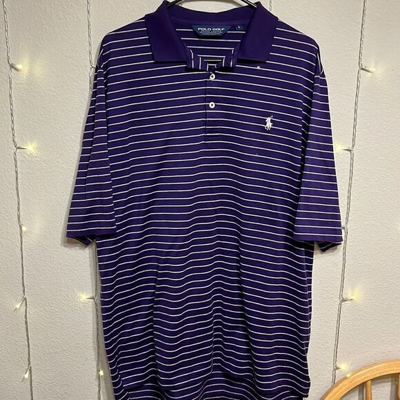 Polo Ralph Lauren POLO Golf ⛳️ Polo, Purple w/gray and white pin stripe - Picture 1 of 6